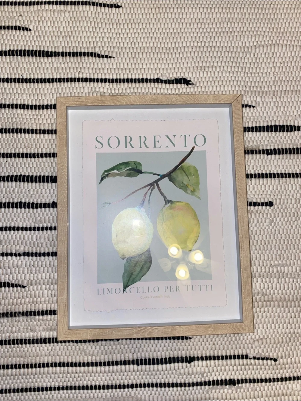 Framed Sorrento Lemon Wall Art in Natural Wood Frame Amalfi Coast